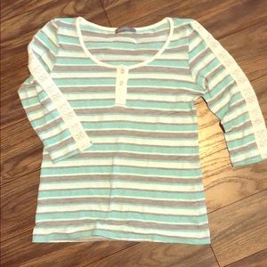 3/4 length sleeve cotton top with lace